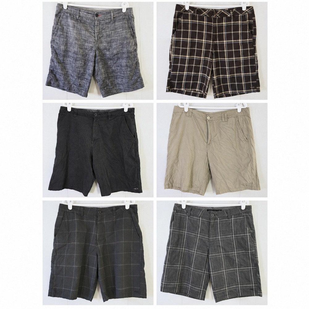 O'Neill Shorts Mens 36 Lot Of 6 Walk Hybrid Chino Plaid Solid Gray Black Tan